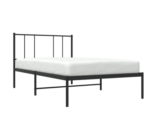 Estructura cama sin colchón con cabecero metal negro 90x200 cm