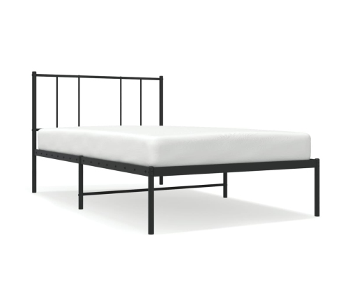 Estructura cama sin colchón con cabecero metal negro 100x200 cm