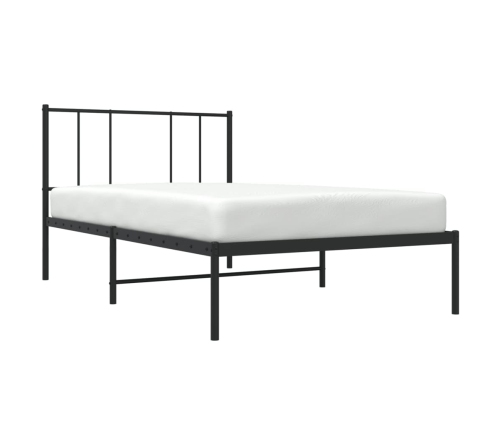 Estructura cama sin colchón con cabecero metal negro 100x200 cm