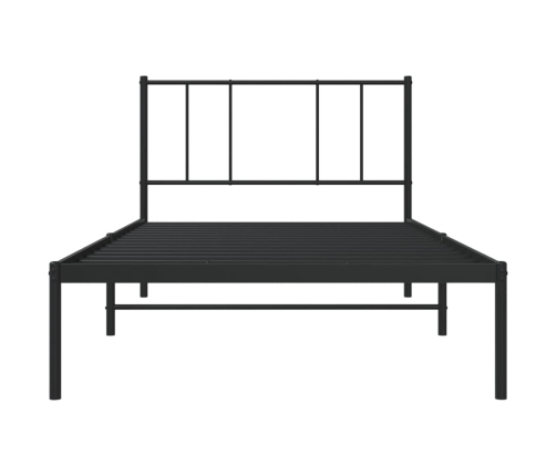 Estructura cama sin colchón con cabecero metal negro 100x200 cm