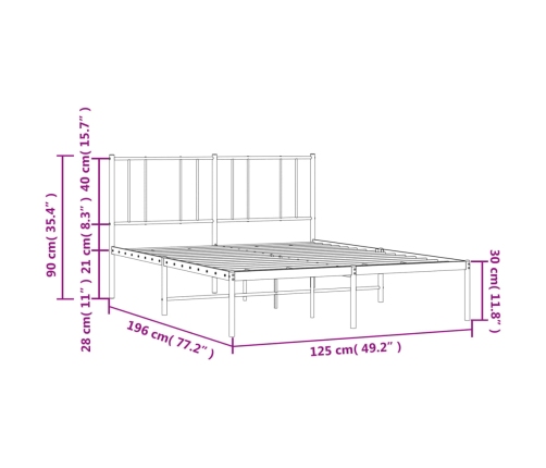 Estructura cama sin colchón con cabecero metal negro 120x190 cm