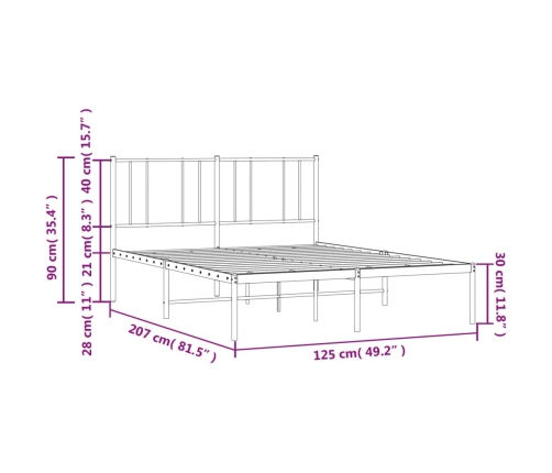 Estructura cama sin colchón con cabecero metal negro 120x200 cm