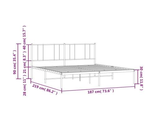 Estructura cama sin colchón con cabecero metal negro 183x213 cm