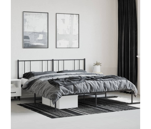 vidaXL Estructura de cama con cabecero metal negro 200x200 cm