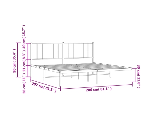 vidaXL Estructura de cama con cabecero metal negro 200x200 cm