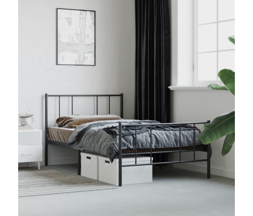 Estructura cama sin colchón con estribo metal negro 100x190 cm