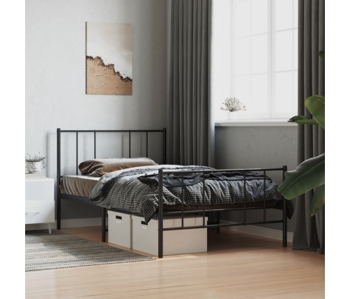 Estructura cama sin colchón con estribo metal negro 100x190 cm