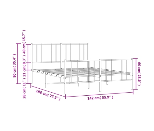 Estructura cama sin colchón con estribo metal negro 135x190 cm