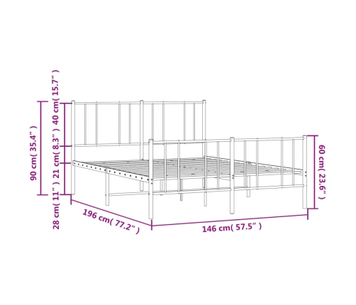 Estructura cama sin colchón con estribo metal negro 140x190 cm