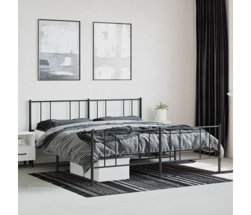 Estructura cama sin colchón con estribo metal negro 183x213 cm