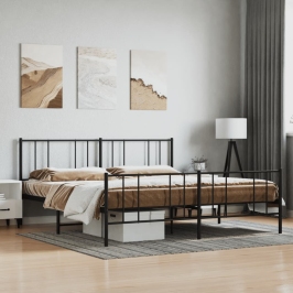 Estructura cama sin colchón con estribo metal negro 183x213 cm