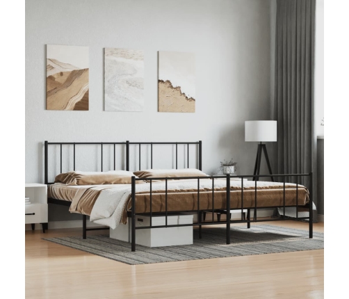 Estructura cama sin colchón con estribo metal negro 183x213 cm