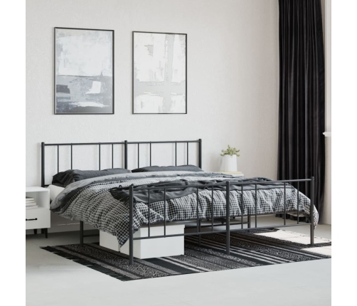 Estructura cama sin colchón con estribo metal negro 193x203 cm