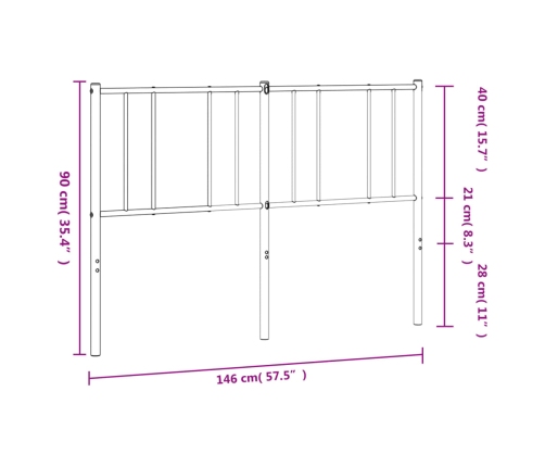 Cabecero de metal negro 140 cm