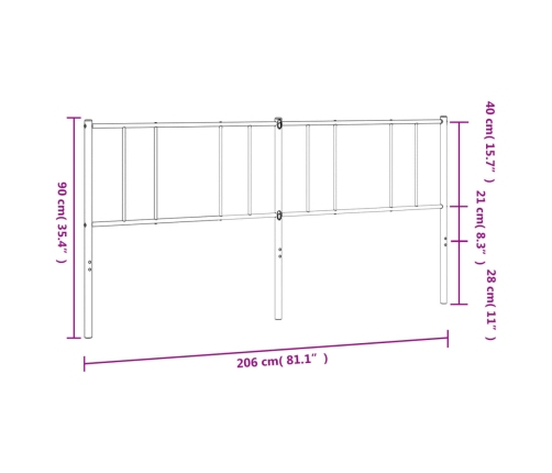 Cabecero de metal negro 200 cm