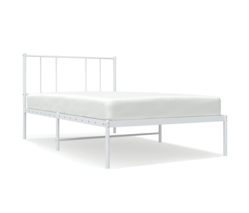 Estructura cama sin colchón con cabecero metal blanco 75x190 cm