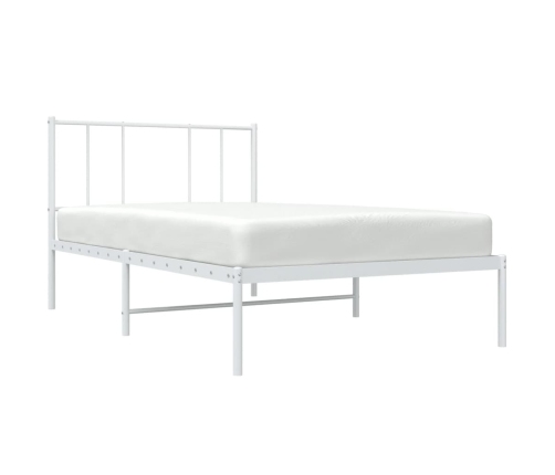 Estructura cama sin colchón con cabecero metal blanco 75x190 cm