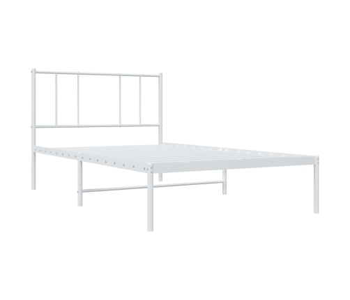 Estructura cama sin colchón con cabecero metal blanco 75x190 cm