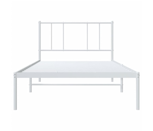 Estructura cama sin colchón con cabecero metal blanco 75x190 cm