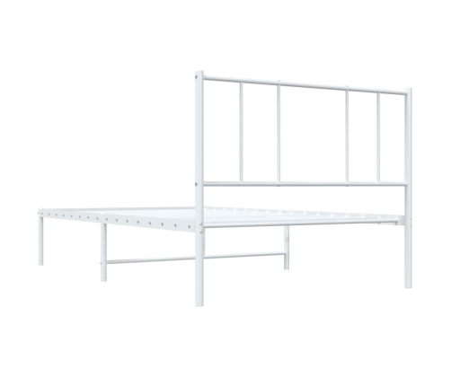 Estructura cama sin colchón con cabecero metal blanco 75x190 cm