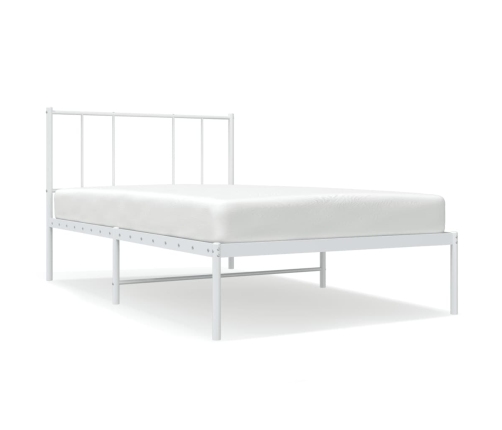 Estructura cama sin colchón con cabecero metal blanco 80x200 cm