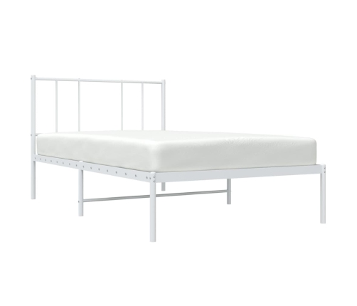 Estructura cama sin colchón con cabecero metal blanco 80x200 cm