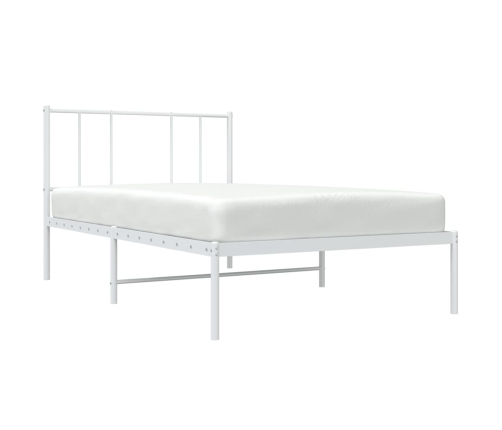 Estructura cama sin colchón con cabecero metal blanco 90x200 cm