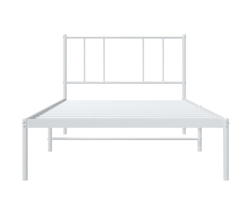 Estructura cama sin colchón con cabecero metal blanco 100x190cm