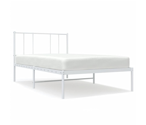 Estructura cama sin colchón con cabecero metal blanco 100x200cm