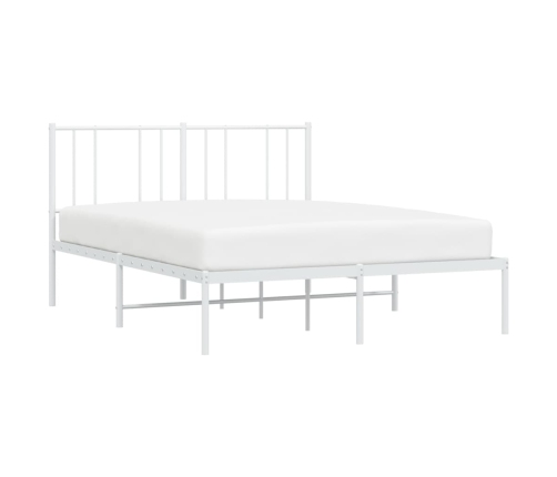 Estructura cama sin colchón con cabecero metal blanco 140x190cm