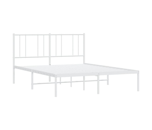 Estructura cama sin colchón con cabecero metal blanco 140x190cm