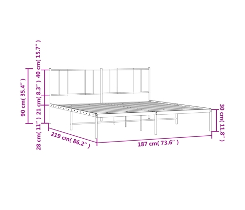 Estructura cama sin colchón con cabecero metal blanco 183x213cm