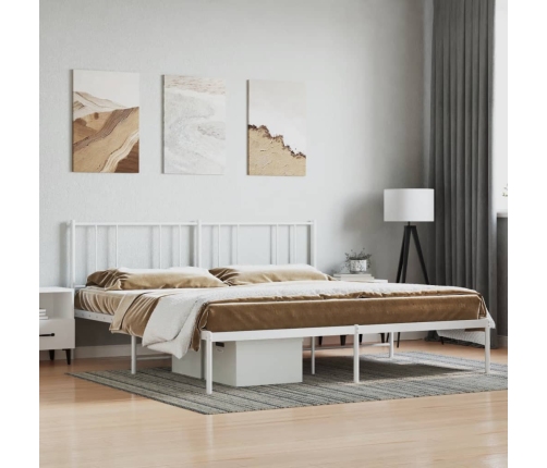 Estructura cama sin colchón con cabecero metal blanco 183x213cm