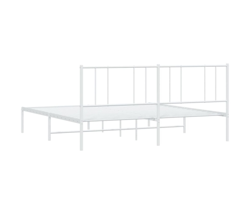 Estructura cama sin colchón con cabecero metal blanco 200x200cm