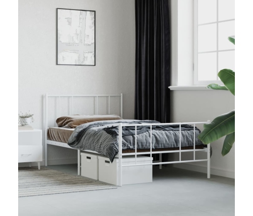 Estructura cama sin colchón con estribo metal blanco 100x190 cm