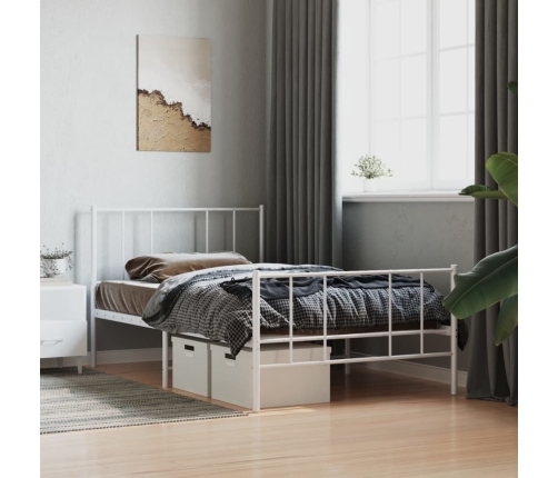 Estructura cama sin colchón con estribo metal blanco 100x190 cm