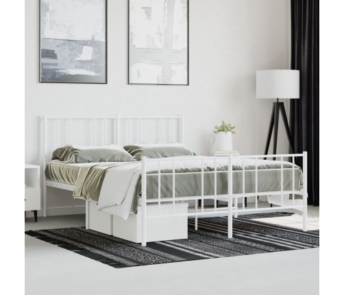 Estructura cama sin colchón con estribo metal blanco 120x190 cm