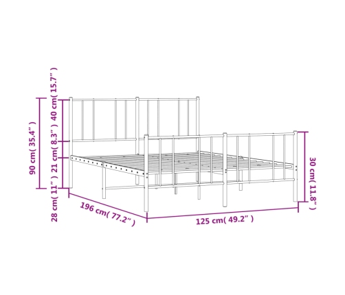 Estructura cama sin colchón con estribo metal blanco 120x190 cm