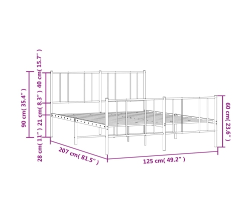 Estructura cama sin colchón con estribo metal blanco 120x200 cm