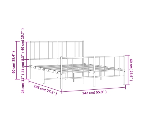 Estructura cama sin colchón con estribo metal blanco 135x190 cm