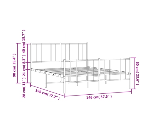 Estructura cama sin colchón con estribo metal blanco 140x190 cm