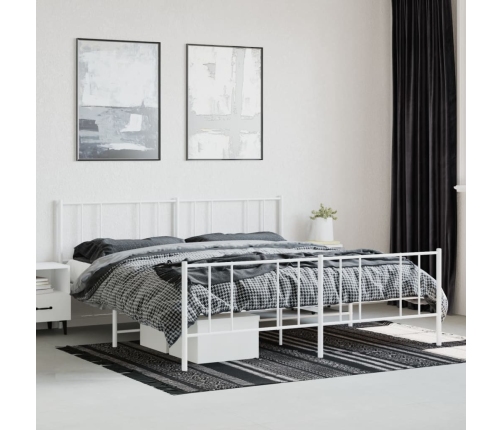 Estructura cama sin colchón con estribo metal blanco 193x203 cm