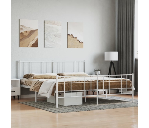 Estructura cama sin colchón con estribo metal blanco 193x203 cm