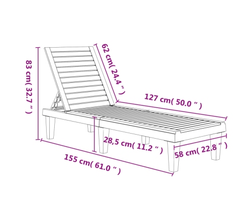 vidaXL Tumbonas de polipropileno negro 2 unidades 155x58x83 cm