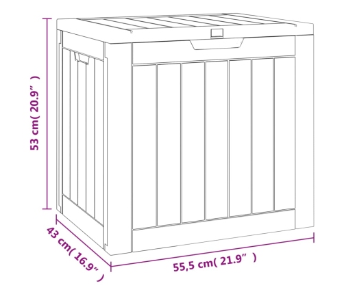 Caja de almacenaje de jardín polipropileno gris 55,5x43x53 cm