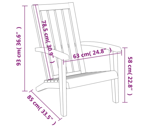 Silla de jardín Adirondack polipropileno negro