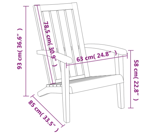 Silla de jardín Adirondack polipropileno marrón claro