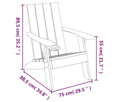 Silla de jardín Adirondack marrón claro 75x88,5x89,5 cm