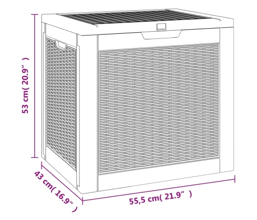 Caja de almacenaje de jardín polipropileno negra 55,5x43x53 cm