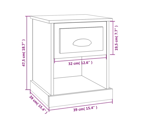 Mesita de noche madera contrachapada blanco 39x39x47,5 cm